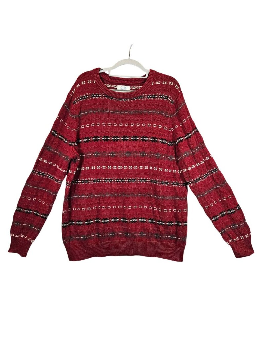 Croft & Barrow Mens XL Red Fair Isle Cotton Sweater hipster Dad Grandpcore retro